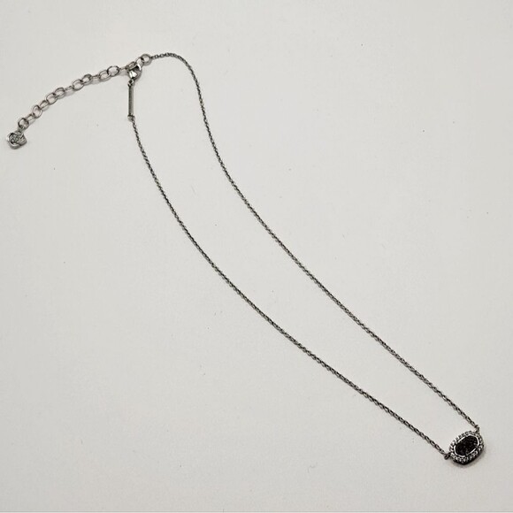 Kendra Scott Mini Elisa Silver Pendant Necklace in Platinum Drusy - Picture 3 of 5